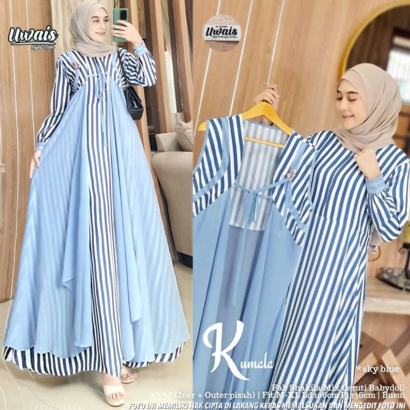 AB Kumala set / set gamis plus rompi outer / gamis syakila kombi ceruty babydoll / gamis ld106 m-xl 