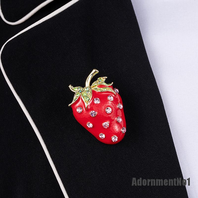 (Adornmentno1) Pin / Bros Bentuk Strawberry Untuk Dekorasi Pakaian / Syal Wanita