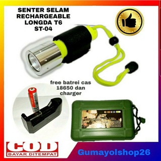 Senter Selam T6 Tangan Super Terang Senter Diving Rechargeable Longda ST04