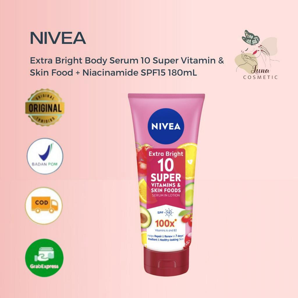 NIVEA Extra Bright Super Vitamin &amp; Skin Food Serum - Body Serum 180 ML