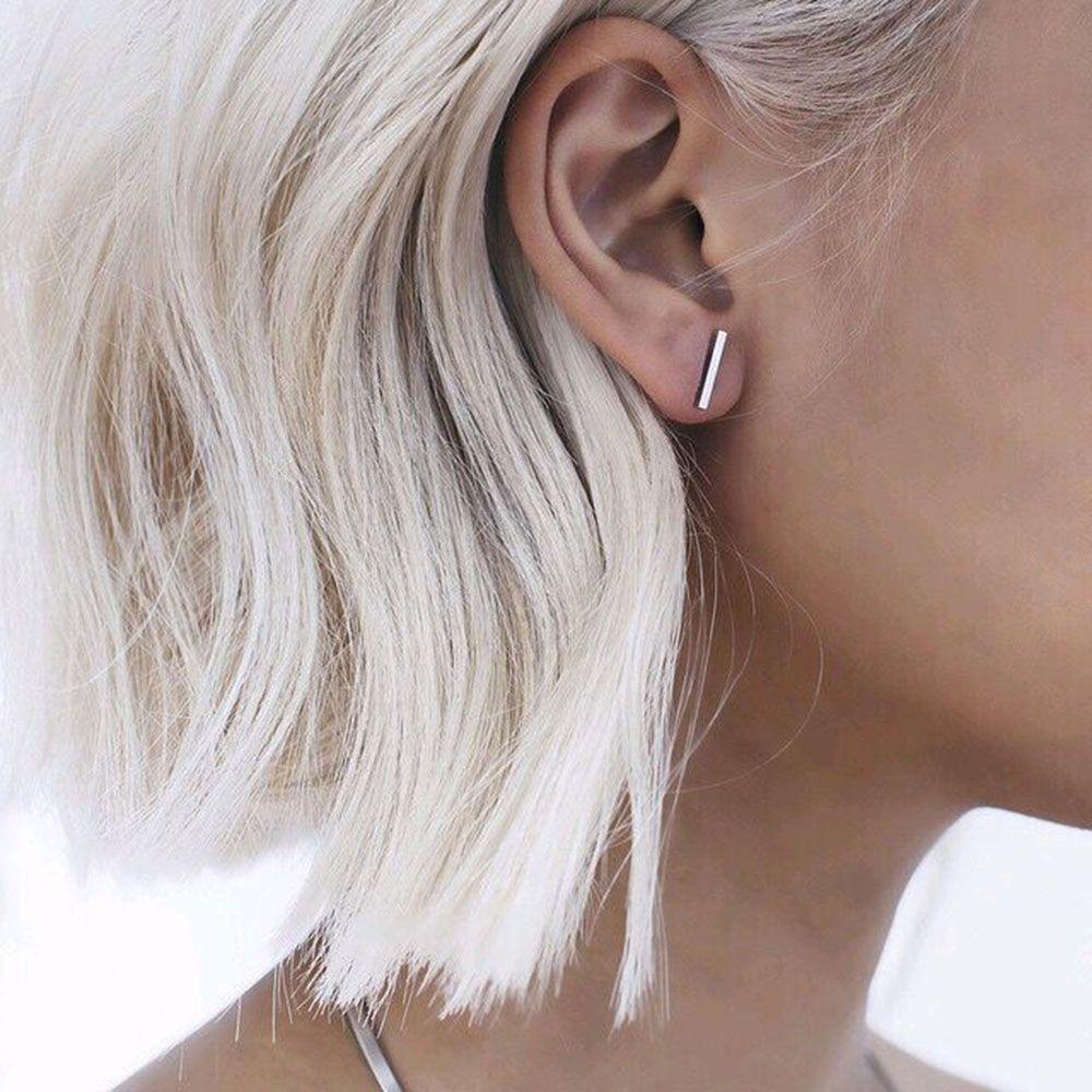 Nickolas1 Punk Anting Aksesoris Lucu Emas Perak Hitam Geometris Chic Perhiasan Khas T Bar Earring