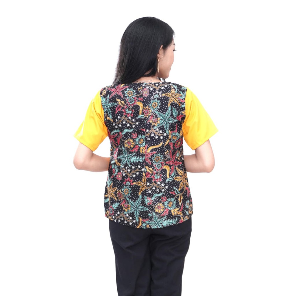 Batik Wanita Atasan Blouse Merah Kuning Modern Batik-imlek