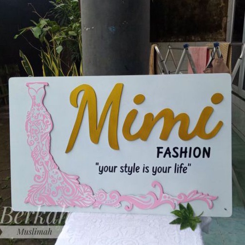 Indoor 80x50/Papan Nama Kayu Mdf toko butik cafe tempat usaha/plang mimi fashion