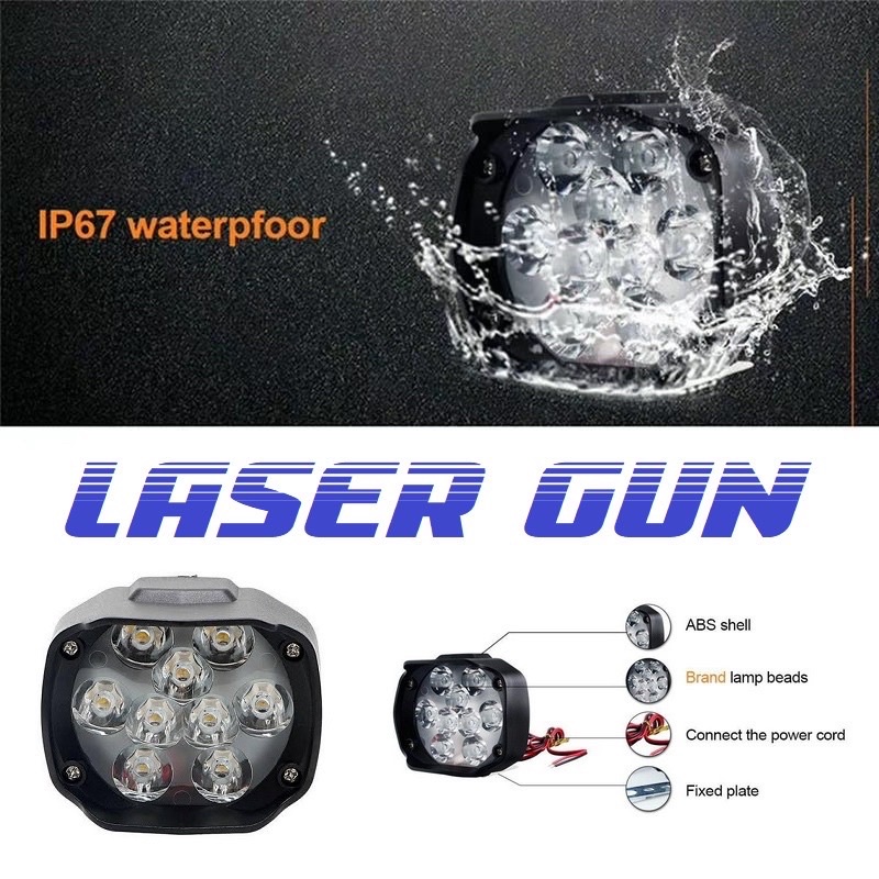 LAMPU TEMBAK SPION MOTOR 9 MATA 10 WAT WATERPROOF | LAMPU SOROT LED SPION 9 MATA 10 W | LAMPU TEMBAK LED 9 MATA