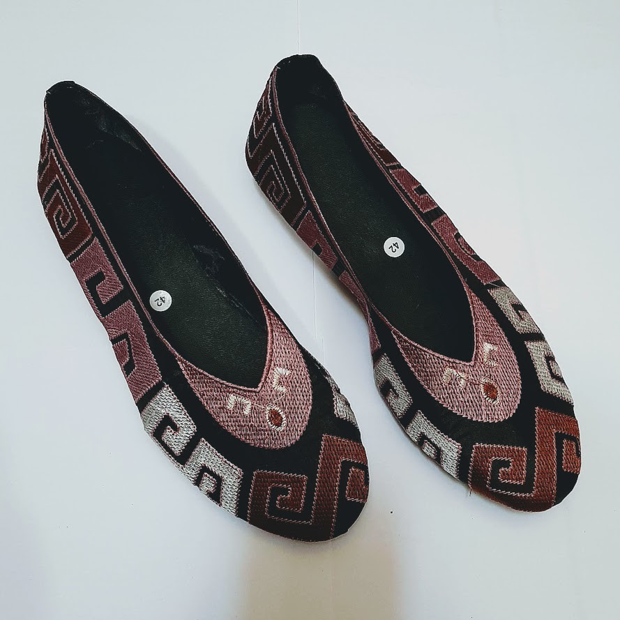 etnik fashion sepatu wanita slip on flat bordir murah terbaru kwaci fnta