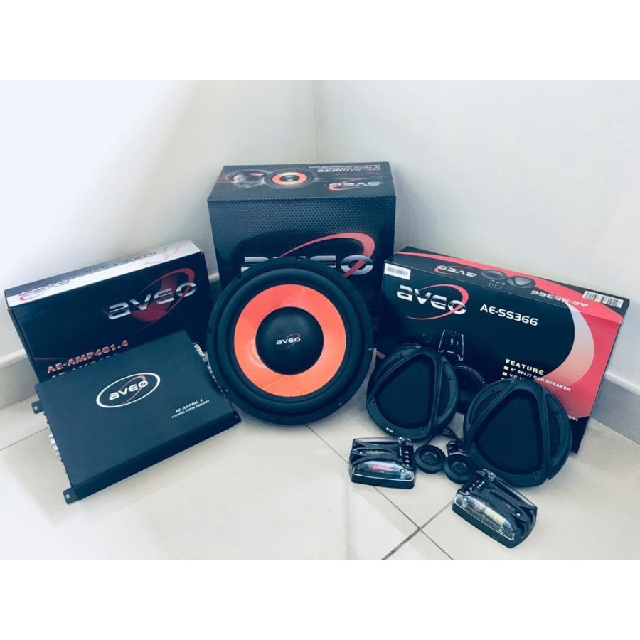 PAKET AUDIO AVEO POWER SUBWOOFER SPEAKER SPLIT TWEETER CROSSOVER PAKET AUDIO MOBIL AVEO ORIGINAL