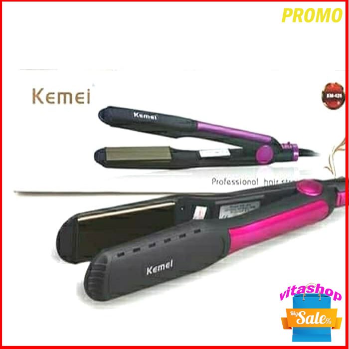 Catokan Rambut KEMEI KM-428 Profesional / Alat Catok Temperatur Suhu Pelurus Plat Lebar