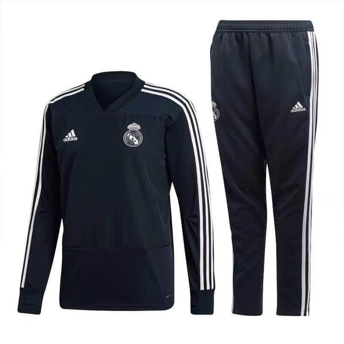 Jaket Sweater Midlayer Tracksuit Madrid Away 18/19 Grade Ori Murah