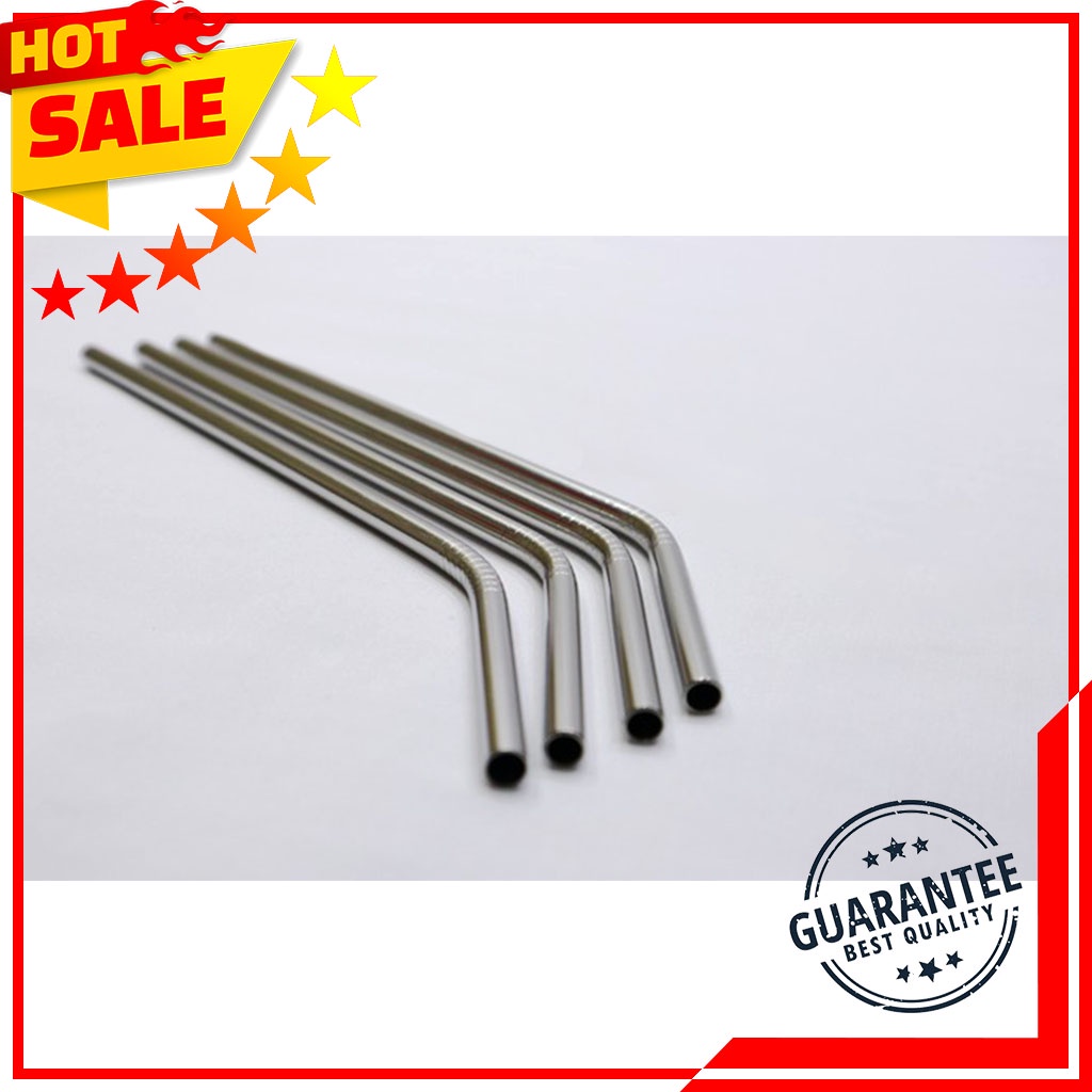 Paket 5 PCS Hemat Sedotan Stainless Steel Lengkung Ramah Lingkungan - Reusable Straw Sedotan Stainless Melengkung 5 Pcs