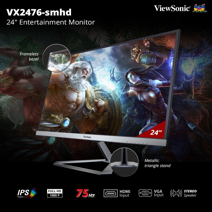 Monitor LED 23.5" / 24" ViewSonic VX2476-SMHD|Full HD|IPS|Speaker 24" Entertainment Monitor