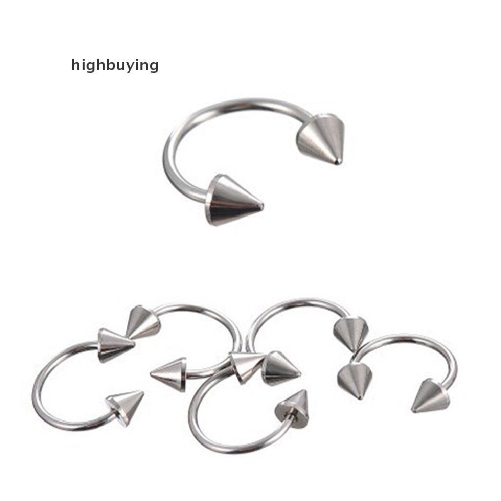 Hbid 1pc Anting Tindik Hidung / Bibir / Tubuh Bentuk Tapal Kuda Bahan Stainless Steel