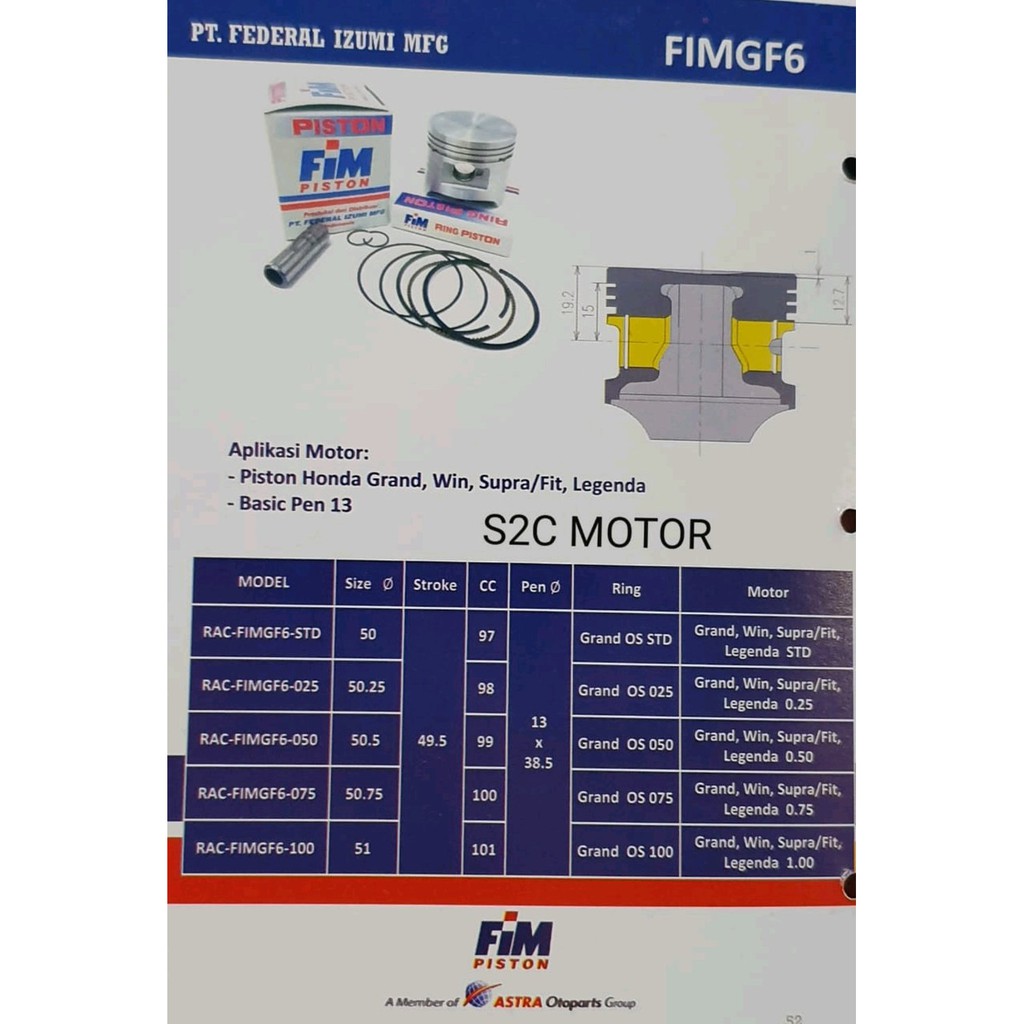 Piston Kit FIM Izumi Grand Win Supra X