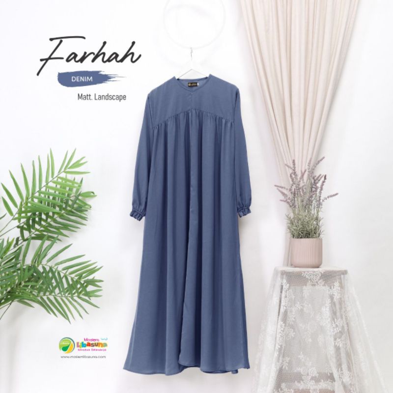 GAMIS FARHAH BY MOSLEM LIBASUNA WARNA DENIM
