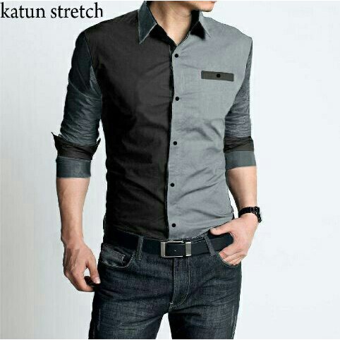 [hem combo OT varian warna] kemeja pria katun stretch lengan panjang varian warna