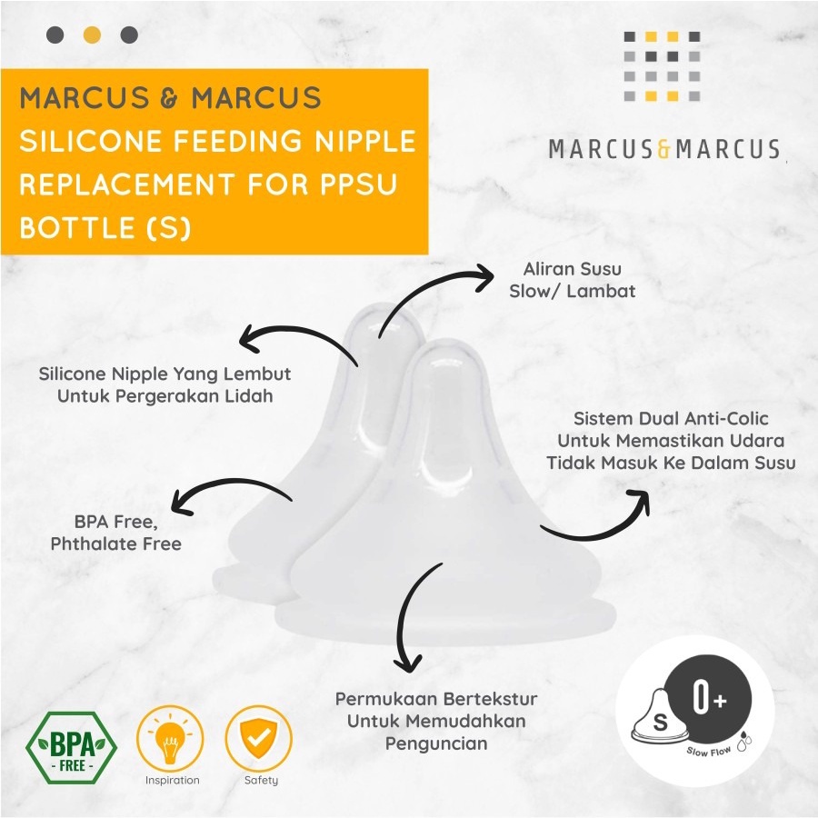 Marcus &amp; Marcus | Silicone Feeding Nipple Replacement For PPSU Bottle