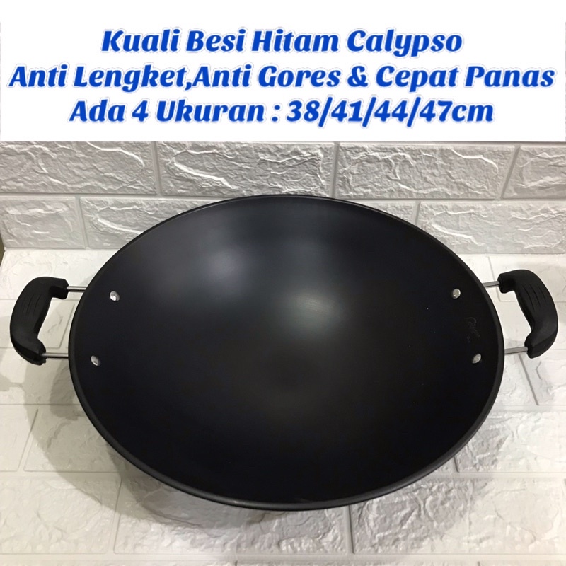 Kuali wajan besi hitam calypso anti lengket 44-47cm