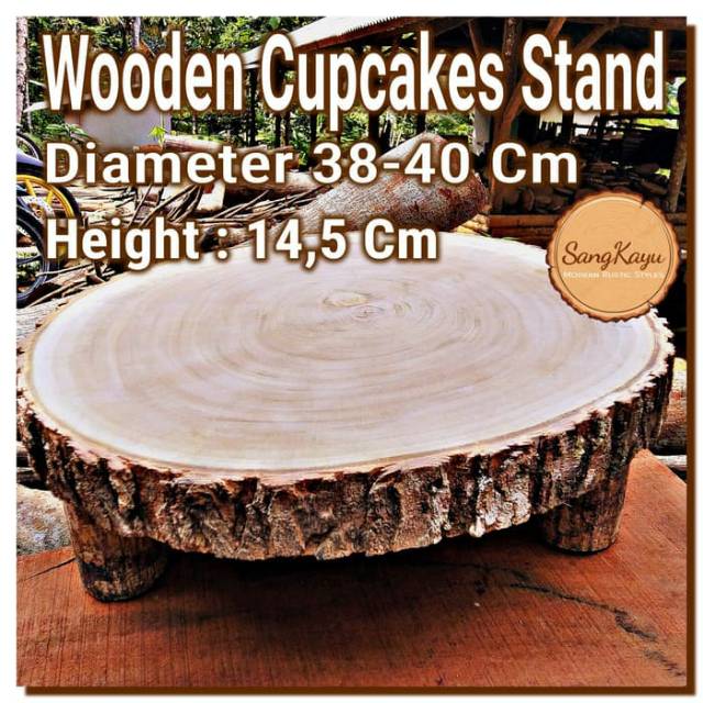 Wooden Cupcakes stand 38-40-10 cm Tatakan kue kayu Rustic Display kue