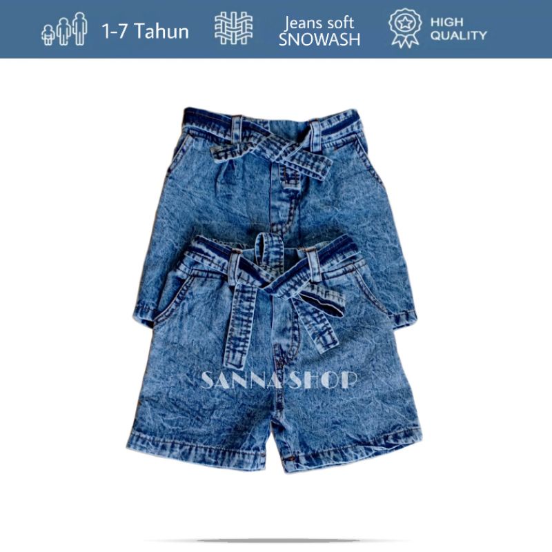 Celana jeans pendek anak perempuan , Hotpants pita anak cewek