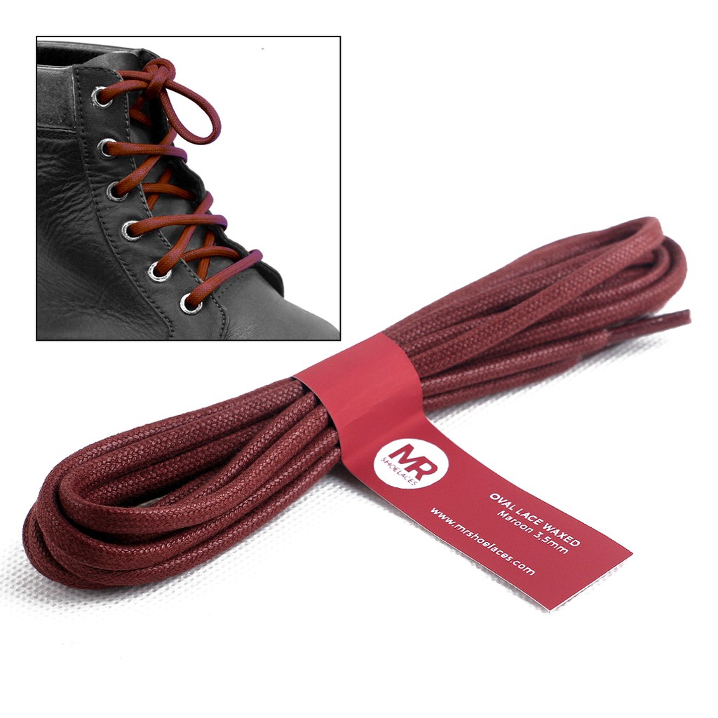 MR Shoelaces FC08 Maroon Tali Sepatu Lilin Oval 3.5mm (Waxed Laces) 50cm 70cm 80cm 100cm 120cm 150cm 200cm - Premium Shoelace - Marun