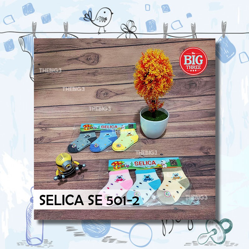 SELICA 3 Pasang Kaos Kaki Bayi Motif Lucu- TBT Baby Newborn SE 501-2 Mobil Kereta Beruang