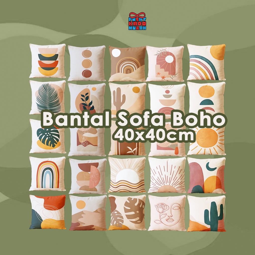 Bantal Sofa Print Motif Aesthetic Boho Mediteranian Monstera Desert 40x40 cm Minimalis - Pusat Kado Murah