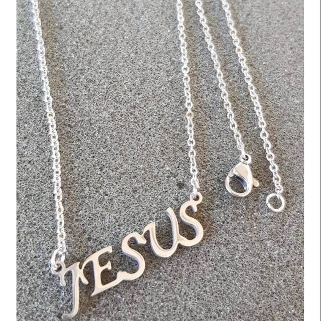 Kalung JESUS Titanium Import /kalung titanium white Antikarat Selamanya /kalung jesus rohani