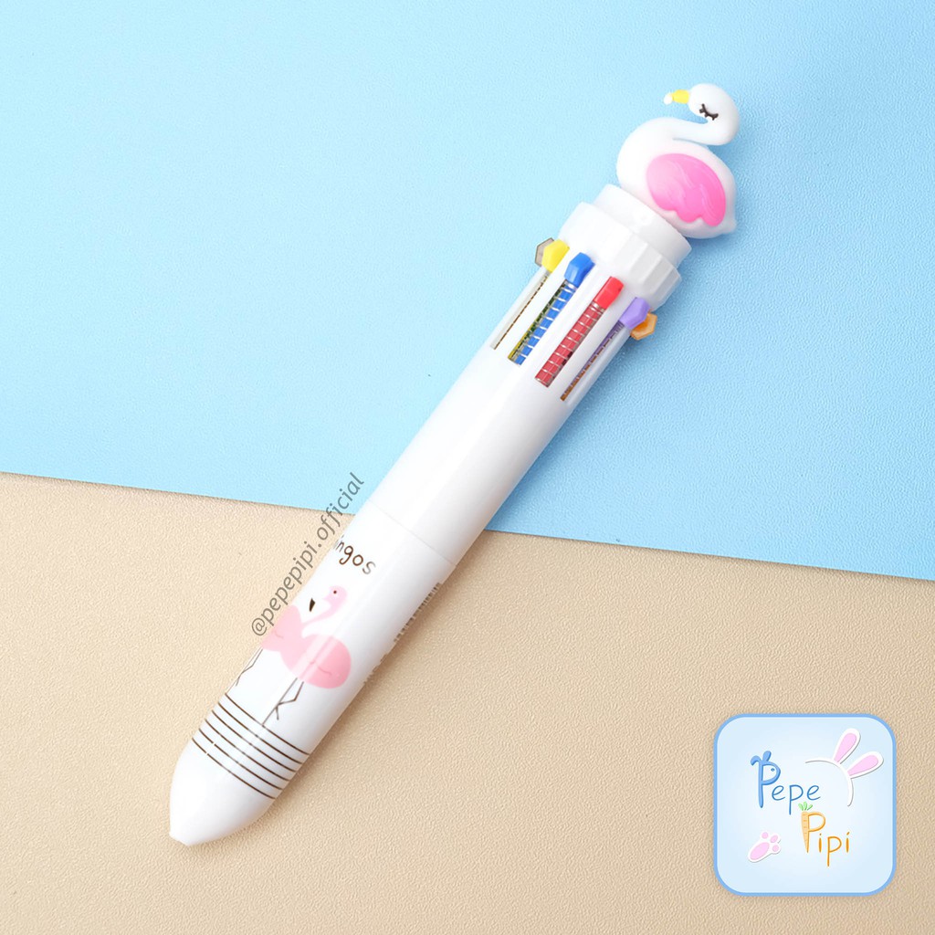 Pena Flamigo 10 Warna Flaminggo Pen Bolpen Pulpen Gelpen Karakter Tinta Warna Warni