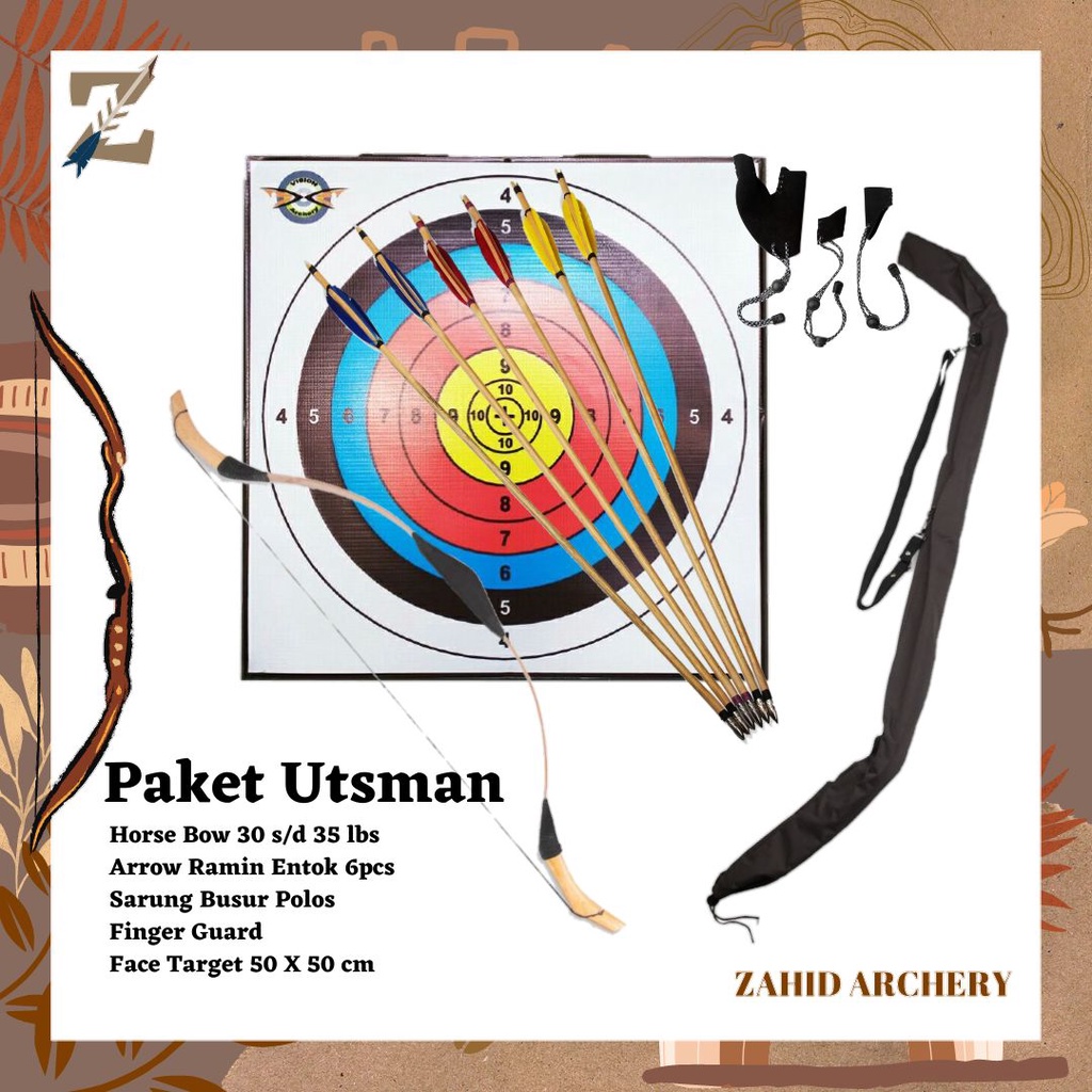 PAKET PANAHAN HORSEBOW LENGKAP (Horse Bow 30 s/d 35 lbs Arrow, Quiver, dll) - PAKET UTSMAN