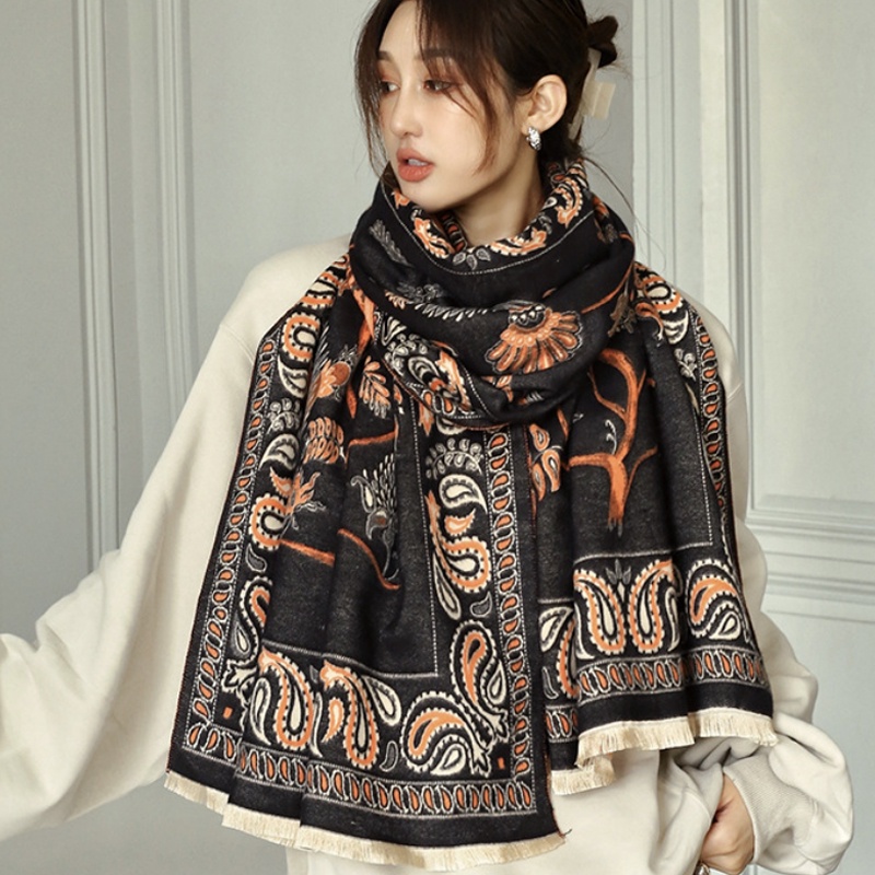 Syal &quot;Pinna&quot; 70 x 200 Motif Anggun, mewah Bahan High Grade Cashmere Immitation