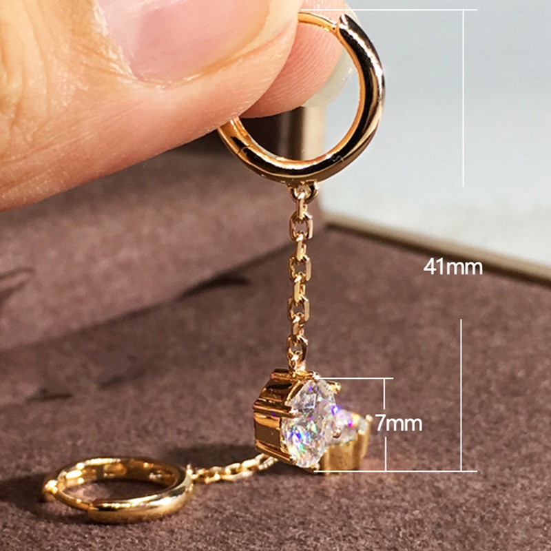 Fancyqube Anting Rantai Gantung Dengan Liontin Kubik Zirkonia Bulat Warna Emas Untuk Wanita