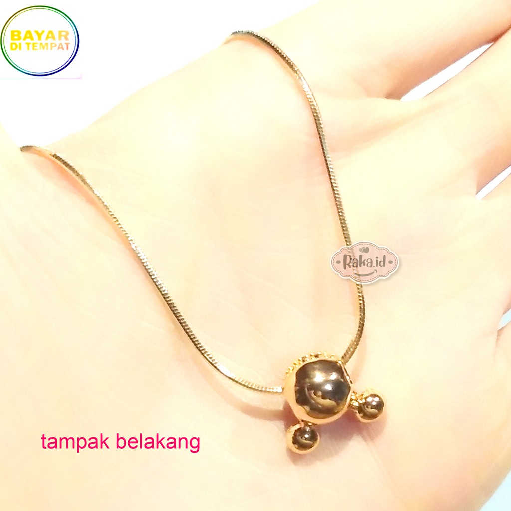 RAKA Acc - Kalung Wanita Kalung Kepala Mickey 2 Sisi Hitam dan Polos Gold Perhiasan Wanita 312