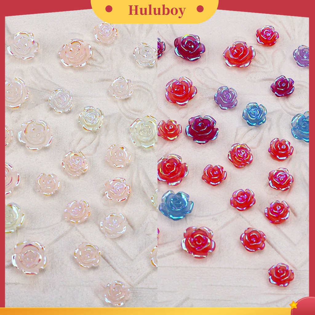 Huluboy Huluboy♡ 50pcs / Set Bunga Camellia Photochromic Berlian Imitasi Untuk Dekorasi Nail Art