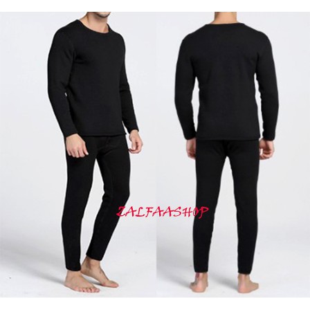 Premium 1 Set Longjohn Winter Pria / Wanita Golden Fleece Thermal Underwear