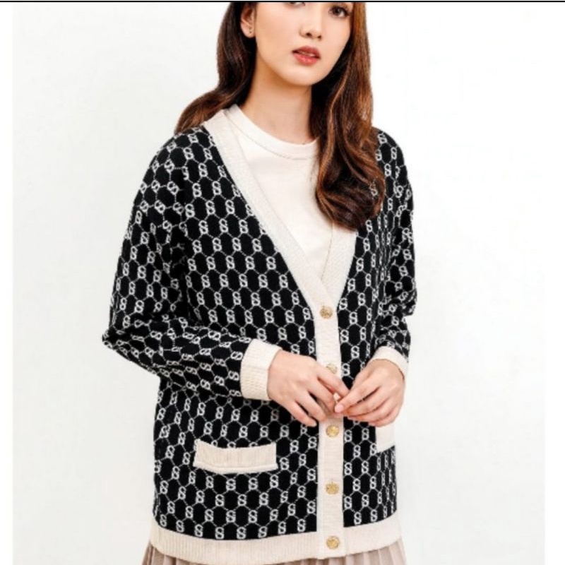 Buttonscarves Signature Monogram Cardigan Original New With Tag