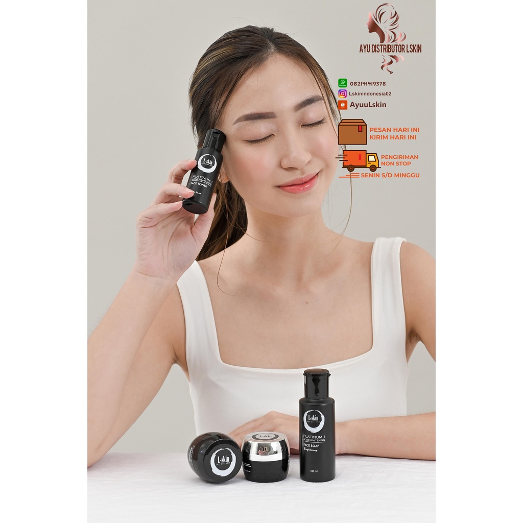 Lskin Platinum 1+  Paket Skin Care Perawatan Wajah Menghilangkan Jerawat Dan Pemutih Wajah-1