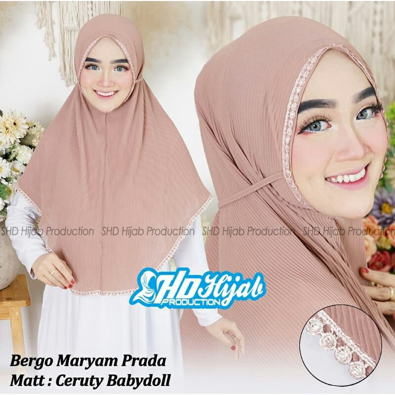 Jilbab Bergo Maryam Plisket Intan Prada Original SHD