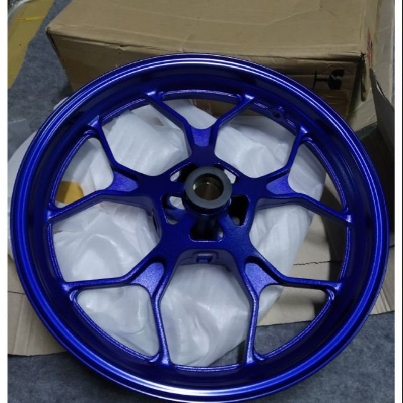 CAST WHEEL FRONT , VELG PELEK DEPAN YAMAHA R25 , MT25 ORIGINAL BIRU