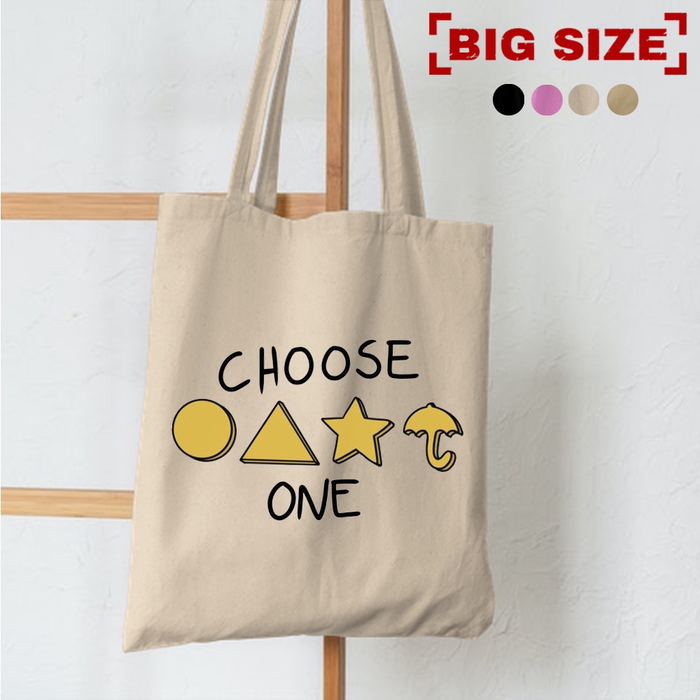 1.1 PROMO 2022 TOTE TERBARU RESLETING TOTEBAG SQUIDEGAME TOTEBAG KPOP / TOTE BAG KPOP / KOREA / GOT7 / SEVENTEEN/ IKON/ ANIMAL / SQUID GAME EXO TOTE UKURAN BESAR RESLETING KANVAS WARNA HITAM MARUN NAVY KREM