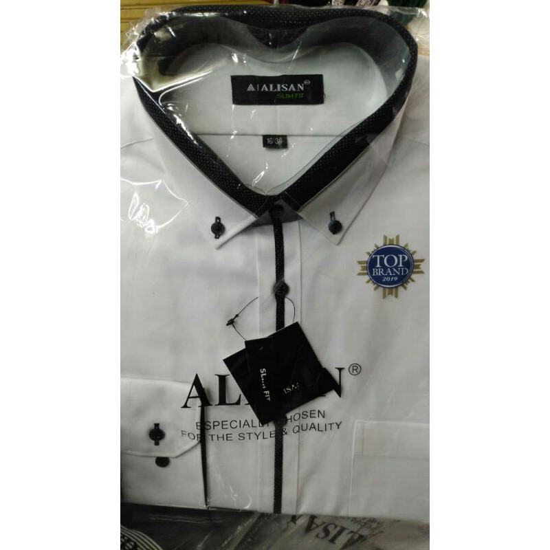 kemeja alisan pinkpoint slimfit lengan panjang size :14,5-16