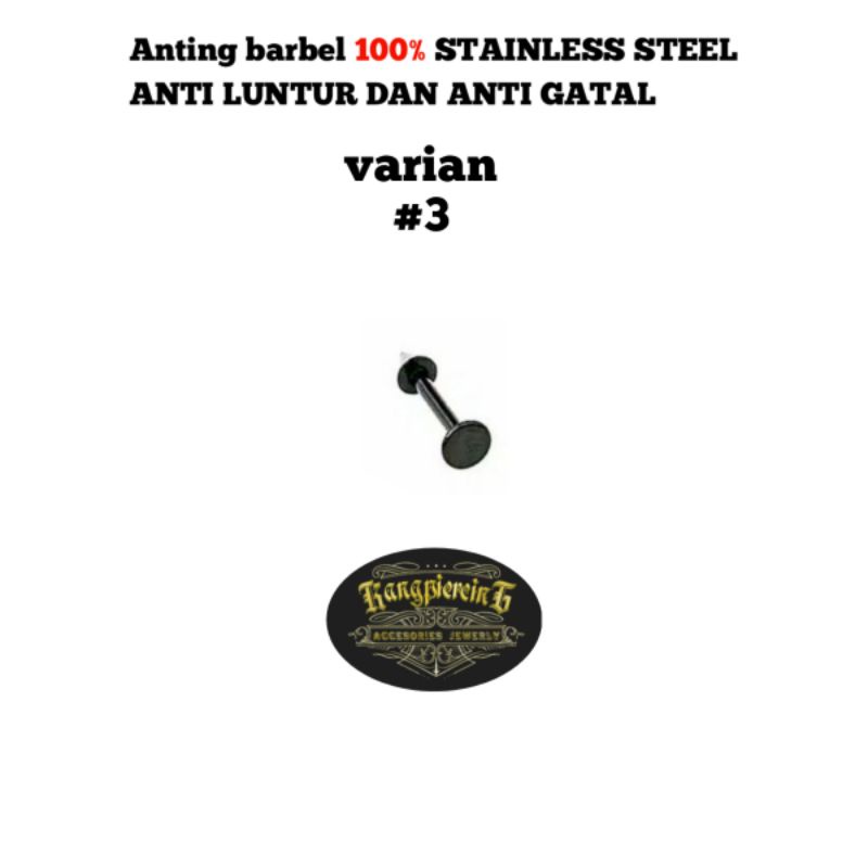 BARBEL HITAM STAINLESS STEEL 100% ANTI LUNTUR DAN ANTI KARAT