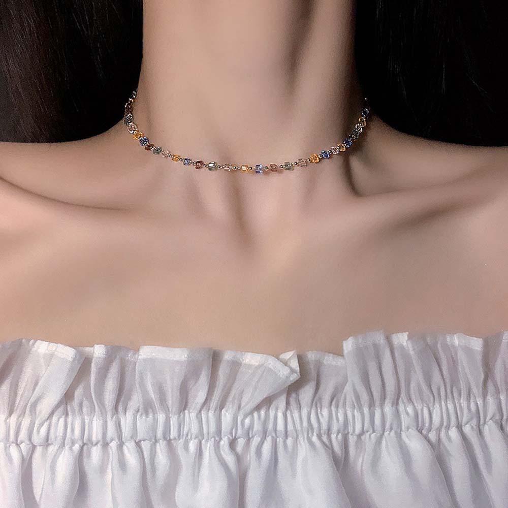 Mxbeauty Manik-Manik Kalung Kepribadian Sederhana Wanita Gadis Kristal Choker