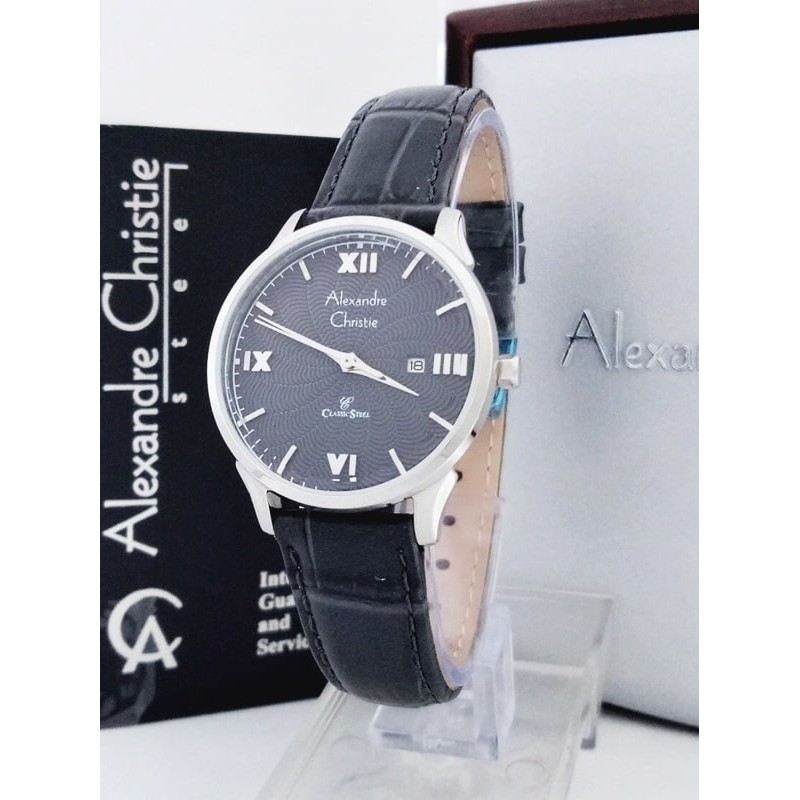 ALEXANDRE CHRISTIE WATCH AC 8457 WANITA SILVER BLACK ORIGINAL