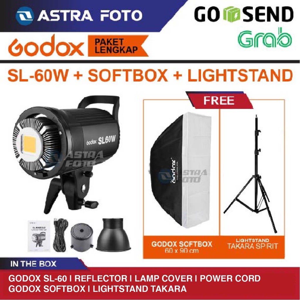 Jual Paket Godox SL60w + Softbox SB-BW 60x90cm + Lighstand - Godox SL60 W  LED Video Light -SL 60W | Shopee Indonesia