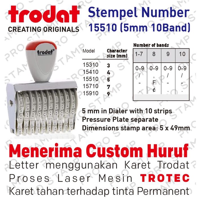 

Stempel Angka Manual 10 Digit 5mm Trodat 15510