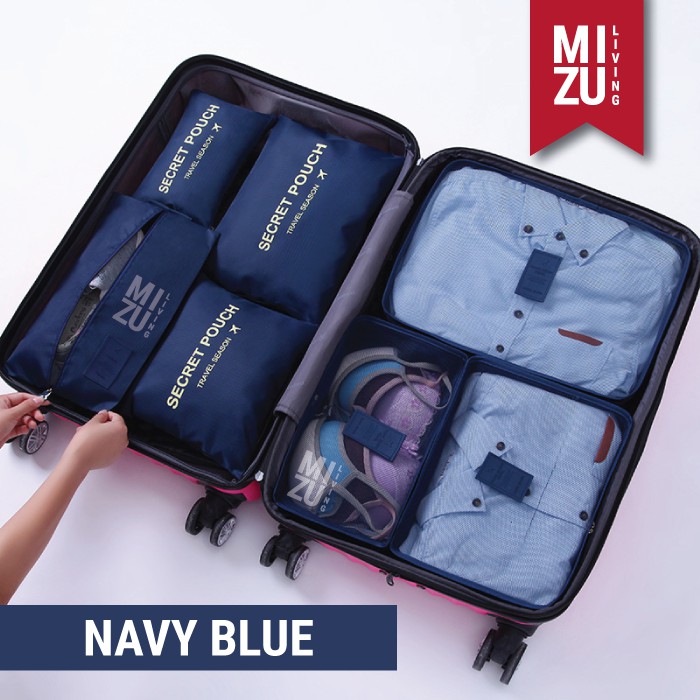 SECRET POUCH Travel Packing Cubes 7in1 Storage Pouch POLOS-NAVY Blue