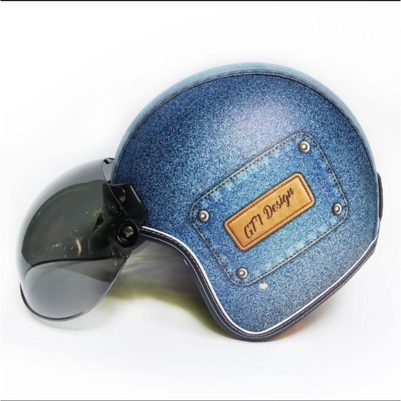 HELM RETRO BOGO KULIT MOTIF JEANS