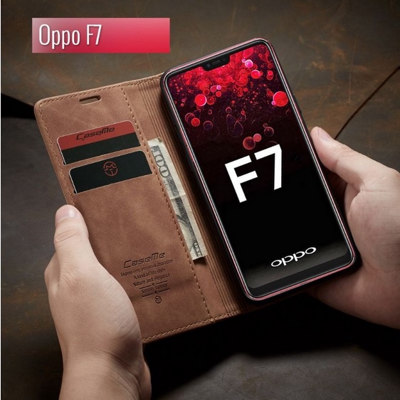 Flip Case CaseMe Oppo F7 - F7 youth - F5 / F5 Youth Premium Leather Flip Case Casing Magnetic