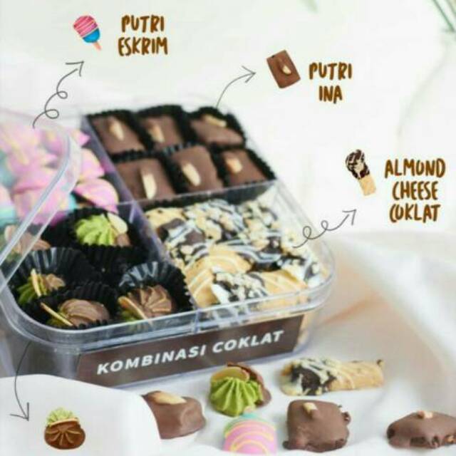Kue kering ina cookies asli original kue lebaran kombinasi coklat