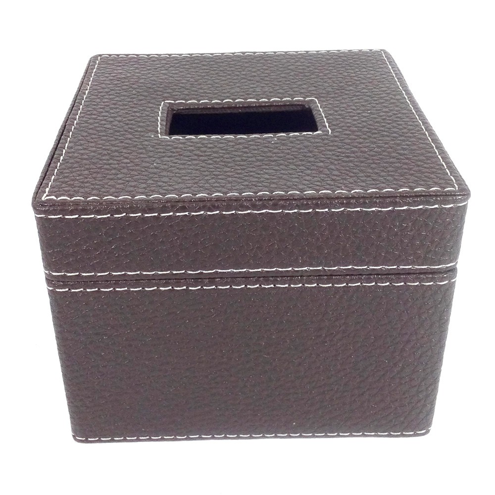Kotak Box Tisu Vinyl 13x13x9 cm  - Coklat