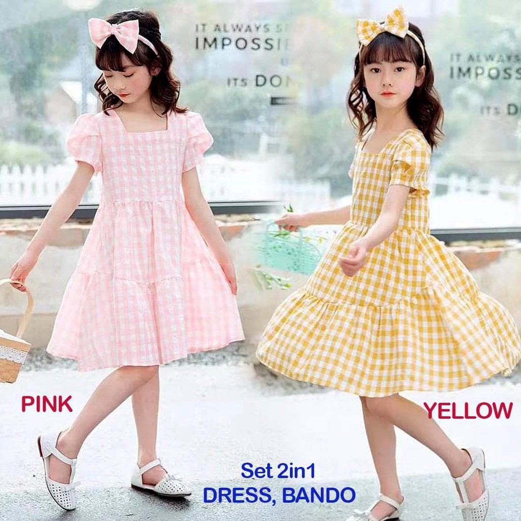 Dress Anak Perempuan Dengan Bando Ashley Square